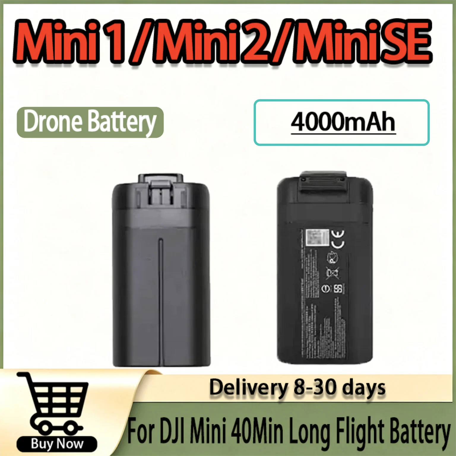 Premium 4000mAh high-capacity extended battery supports up to 40 mins flight, steady DIY upgrade cell for DJI Mini 1/2/SE drone
Premium 4000mAh high-capacity extended battery supports up to 40 mins flight, steady DIY upgrade cell for DJI Mini 1/2/SE drone