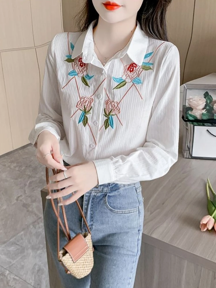 New 2026 Women's Cotton Embroidery Blouse Versatile Spring Autumn Top for Office Everyday Outfits
New 2026 Women's Cotton Embroidery Blouse Versatile Spring Autumn Top for Office Everyday Outfits