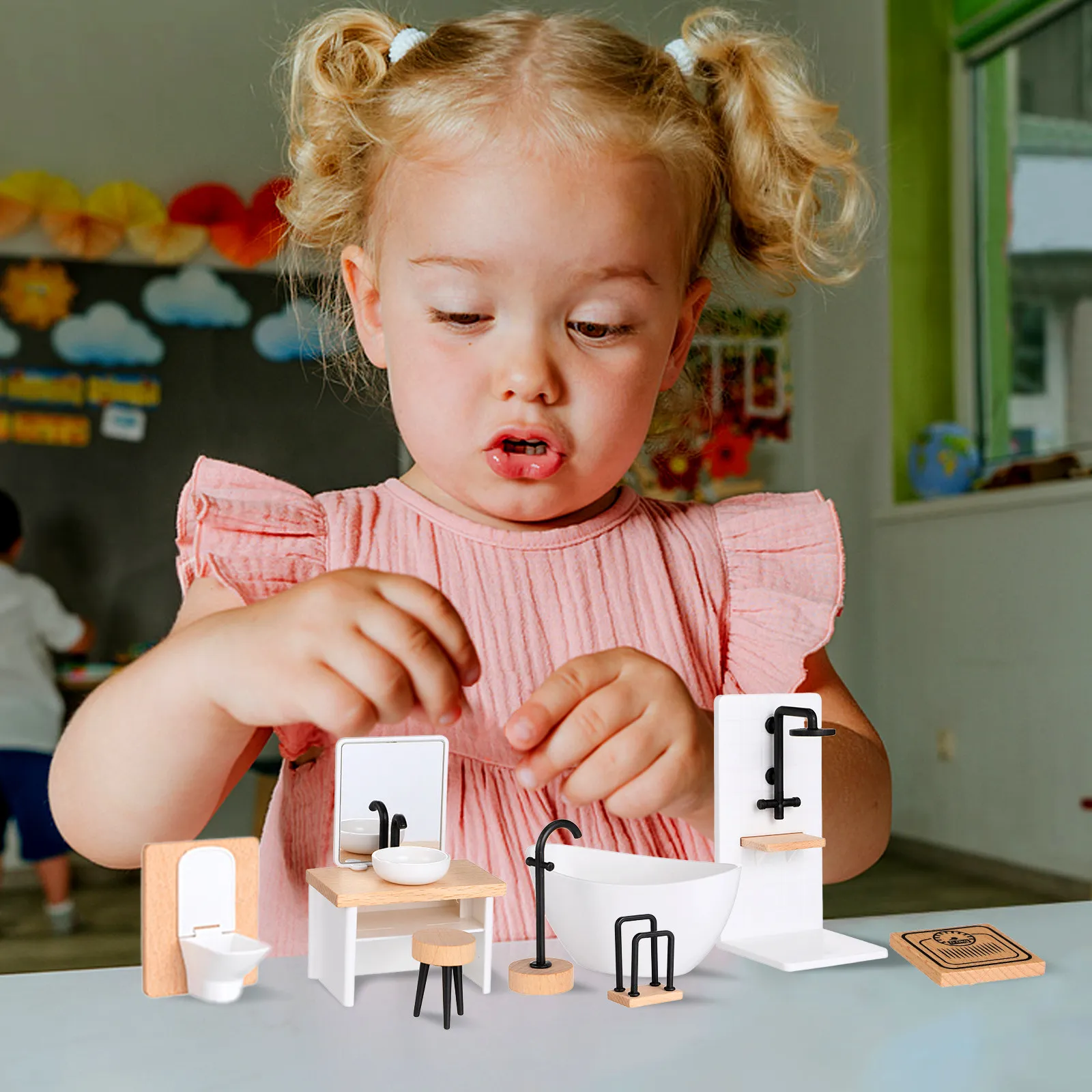1Set Lifelike Mini Bathroom Furniture Set 1:12 Scale Dollhouse Bathroom Decor Stylish Shower Room Prop Creative DIY Home
1Set Lifelike Mini Bathroom Furniture Set 1:12 Scale Dollhouse Bathroom Decor Stylish Shower Room Prop Creative DIY Home