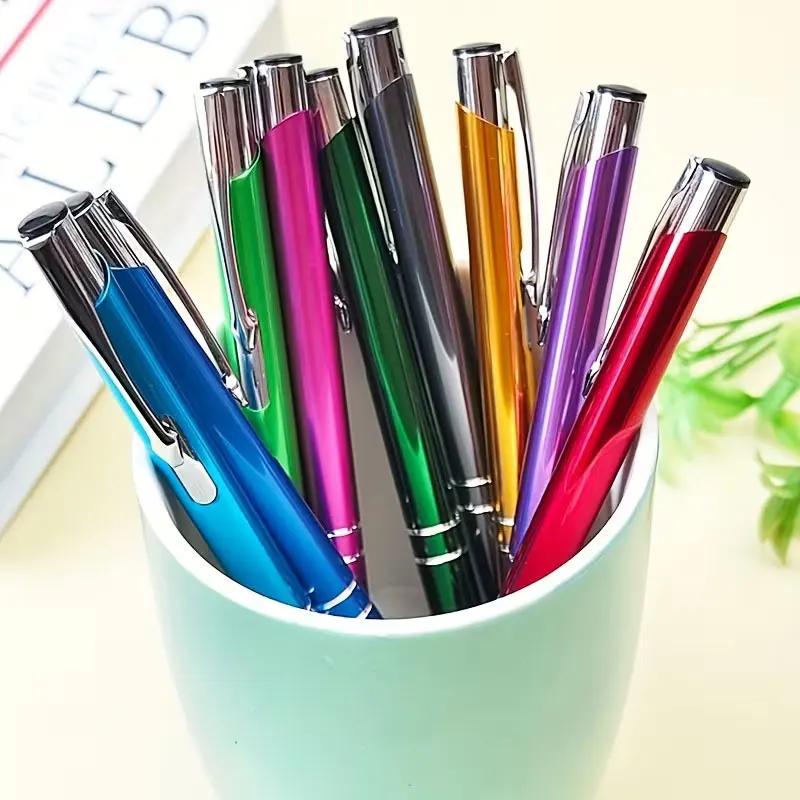 16-Pack Press-Type Round Ballpoint Pens, Metal 9-Color Pen Holder, 0.7mm Black Round Ballpoint Pen Refills, Office Supplies, School Stationery, Business Office Learning Supplies, Christmas Gifts, Smooth Writing Round Ballpoint Pen Refills, Bullet Tip Pres
16-Pack Press-Type Round Ballpoint Pens, Metal 9-Color Pen Holder, 0.7mm Black Round Ballpoint Pen Refills, Office Supplies, School Stationery, Business Office Learning Supplies, Christmas Gifts, Smooth Writing Round Ballpoint Pen Refills, Bullet Tip Pres