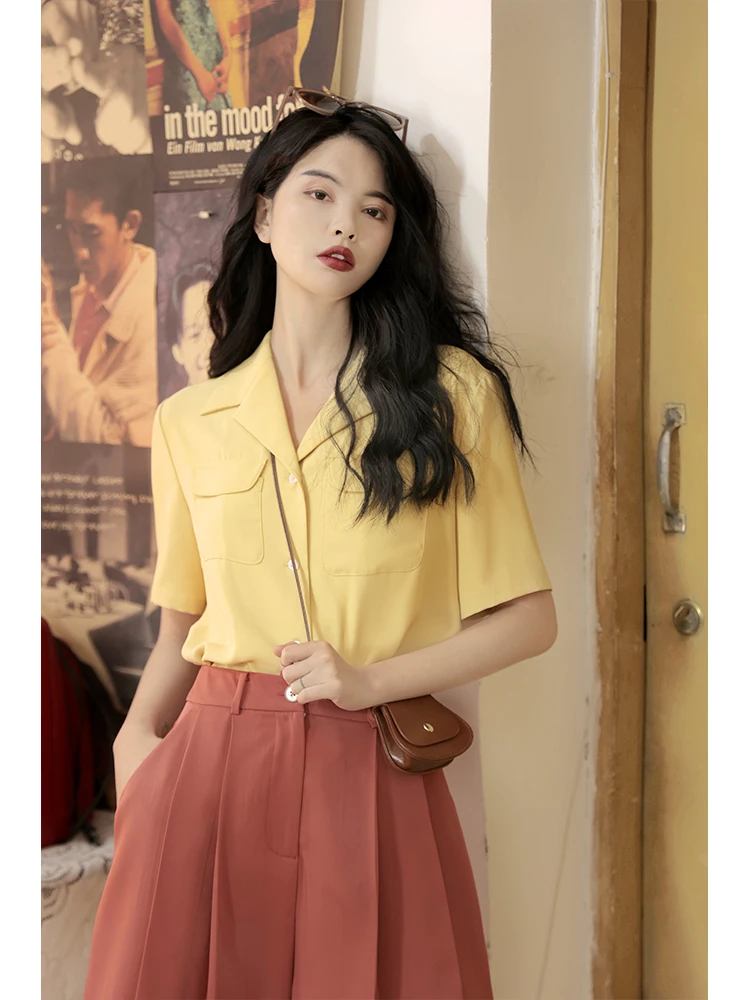 Retro Style Shirt Women's Summer Breathable Short Sleeve Chiffon Green Color with Salt And Pepper Texture Commute Friendly
Retro Style Shirt Women's Summer Breathable Short Sleeve Chiffon Green Color with Salt And Pepper Texture Commute Friendly
