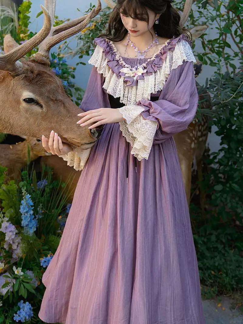 Nicemix Purple Victorian Classic Lolita Dress Spring Lace Spliced Lantern Sleeve Slim A Line Vintage Sweet Princess Casual Party
Nicemix Purple Victorian Classic Lolita Dress Spring Lace Spliced Lantern Sleeve Slim A Line Vintage Sweet Princess Casual Party