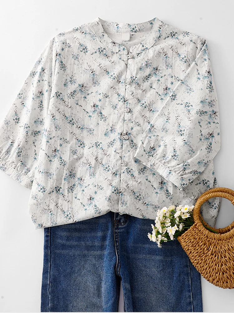 Menswear Casual Cotton Linen Shirt Women Summer Thin Loose Large Size Floral Print Half Sleeve Stand Collar Breathable Top
Menswear Casual Cotton Linen Shirt Women Summer Thin Loose Large Size Floral Print Half Sleeve Stand Collar Breathable Top