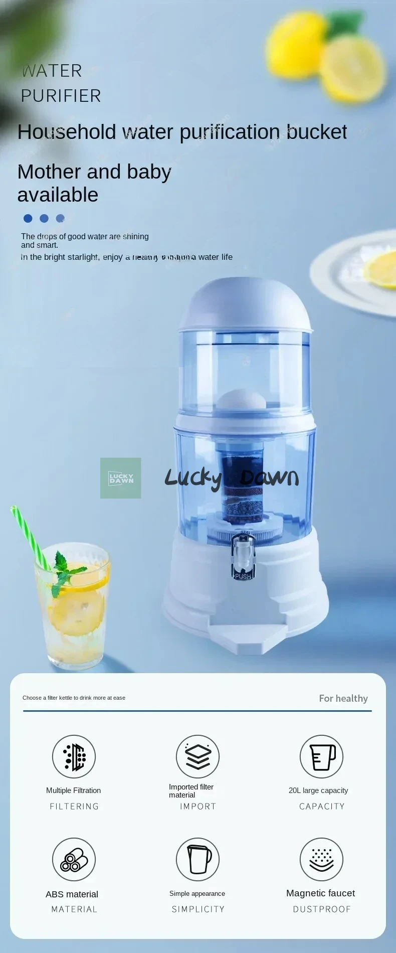 Water Pitcher Kitchen Household 16L Purifier Activated Carbon Water Filter Pitcher Water Filter
Water Pitcher Kitchen Household 16L Purifier Activated Carbon Water Filter Pitcher Water Filter