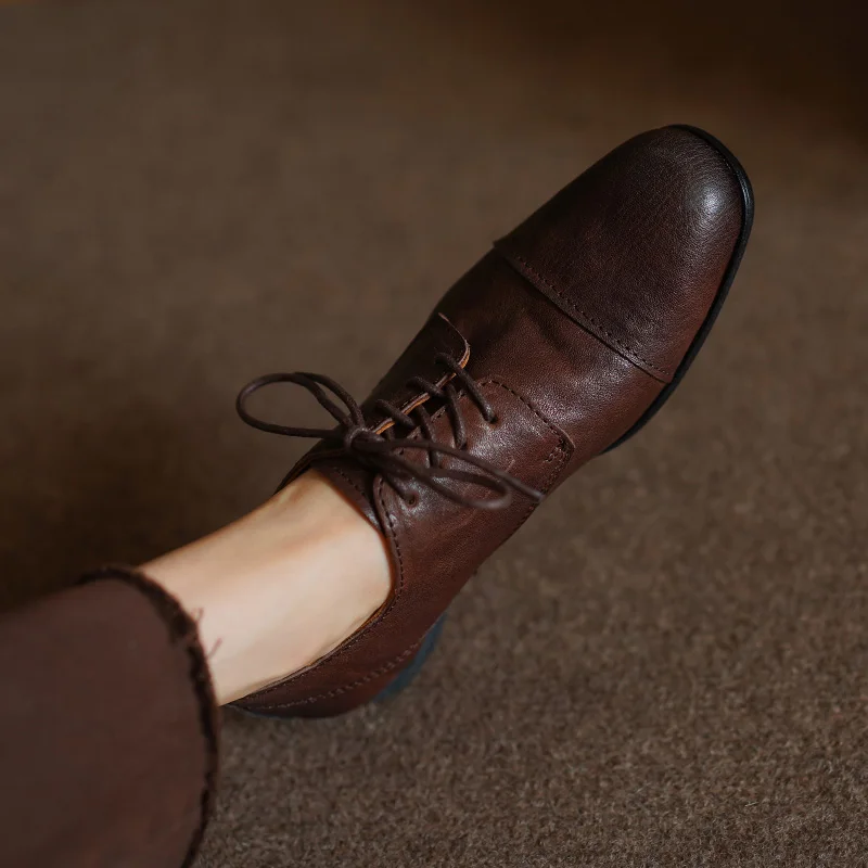 Women Flats Spring Autumn Lace-Up Women Simple Shoes Round Toe Daily Quality Flats Horsehide Flat Shoes Vintage Simple Shoes
Women Flats Spring Autumn Lace-Up Women Simple Shoes Round Toe Daily Quality Flats Horsehide Flat Shoes Vintage Simple Shoes