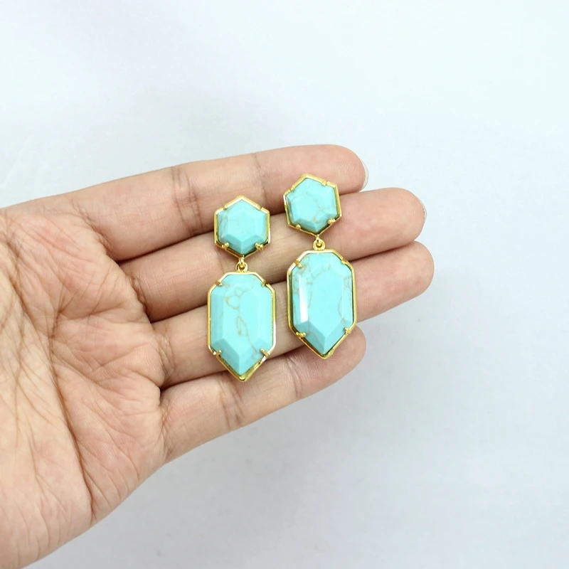 Natural Stone Stud Earrings Polygons Crystal Quartz Amethyst Turquoise Lapis For Women Jewelry Charm Gift Gold Color Rim
Natural Stone Stud Earrings Polygons Crystal Quartz Amethyst Turquoise Lapis For Women Jewelry Charm Gift Gold Color Rim