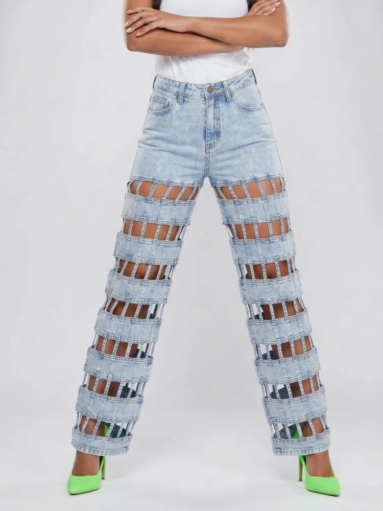 2026 Trend Y2K Style Hollow Out Baggy Women's Ripped Jeans Pants For Woman Clothing Straight Washed Blue New Rock Denim Trousers
2026 Trend Y2K Style Hollow Out Baggy Women's Ripped Jeans Pants For Woman Clothing Straight Washed Blue New Rock Denim Trousers