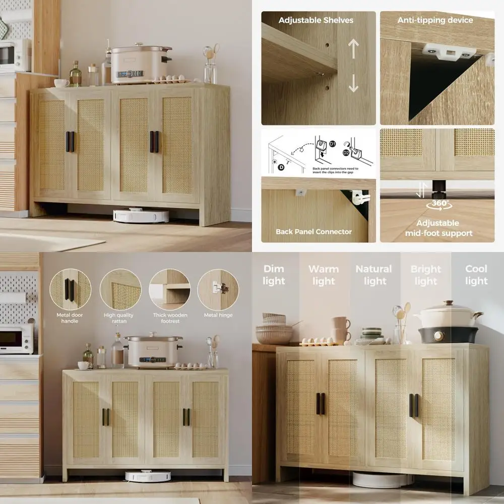 Modern Farmhouse Style Buffet Cabinet with Storage, Doored Sideboard, TV Stand, Coffee Bar, and Wood Storage
Modern Farmhouse Style Buffet Cabinet with Storage, Doored Sideboard, TV Stand, Coffee Bar, and Wood Storage