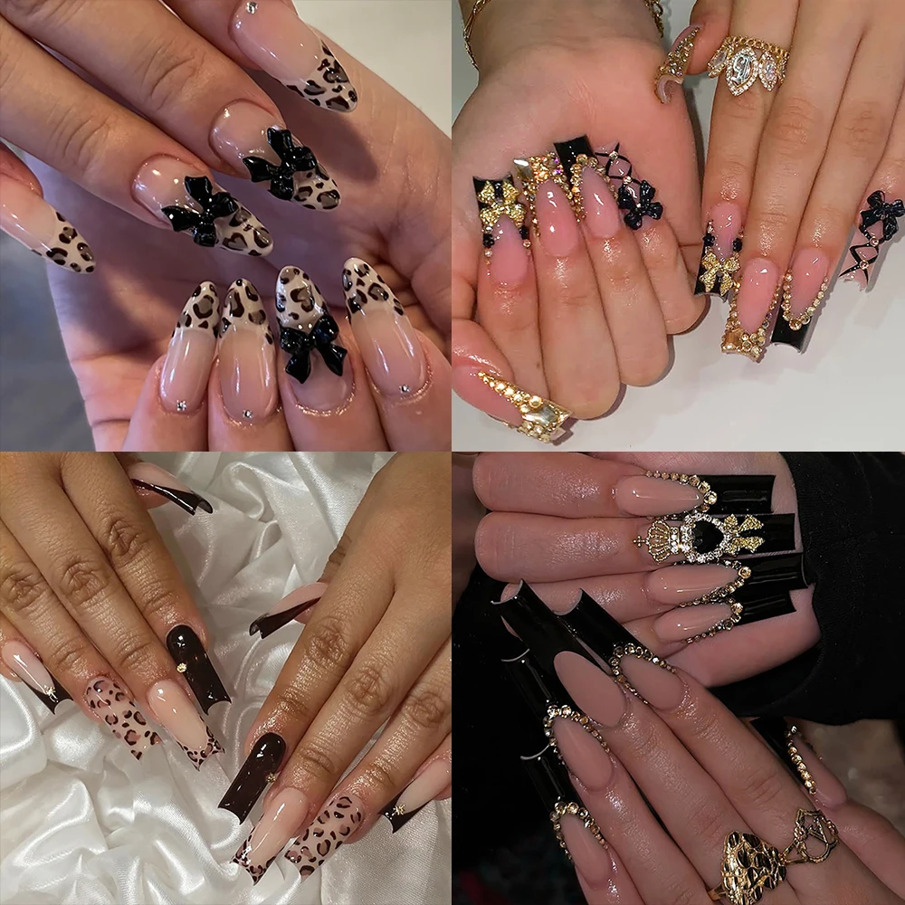 24Pcs Long Coffin Almond Detachable Press On Nails Y2K Spice Girl 3D Bow Diamond Leopard Print French Style False Nails Art
24Pcs Long Coffin Almond Detachable Press On Nails Y2K Spice Girl 3D Bow Diamond Leopard Print French Style False Nails Art