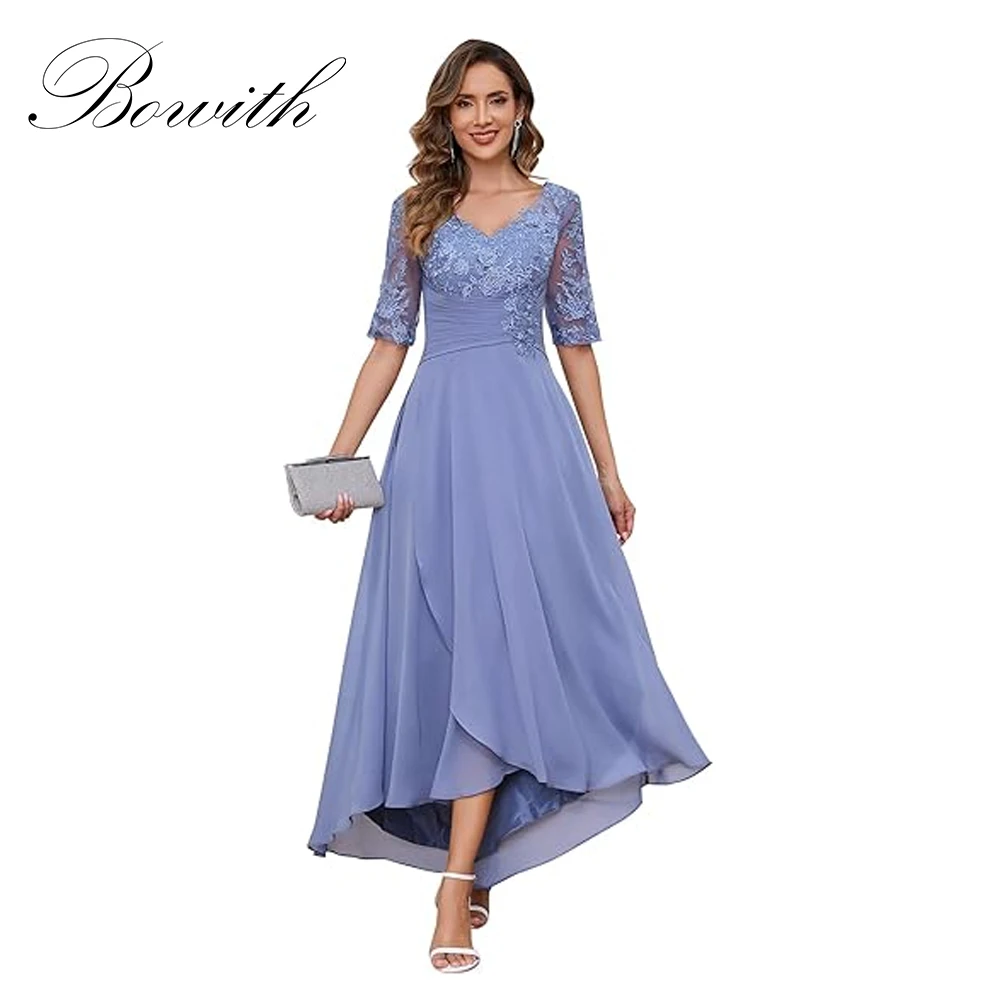 Bowith Ankle-Length Lace Appliques Mother of The Bride Dresses for Wedding Half Sleeves Chiffon Pleated Formal Evening Gowns
Bowith Ankle-Length Lace Appliques Mother of The Bride Dresses for Wedding Half Sleeves Chiffon Pleated Formal Evening Gowns
