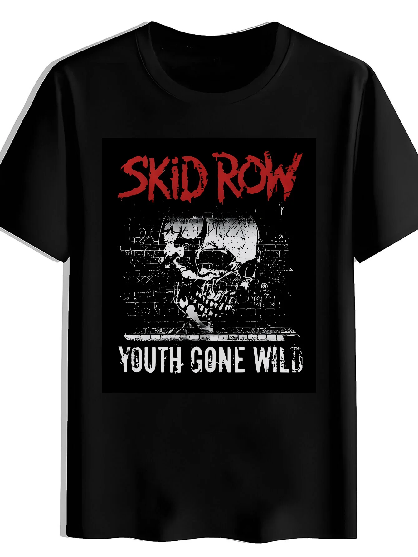 Men's Vintage Rock Band Graphic T-Shirt - Black Distressed Skull & "SKID ROW YOUTH GONE WILD" Print
Men's Vintage Rock Band Graphic T-Shirt - Black Distressed Skull & "SKID ROW YOUTH GONE WILD" Print
