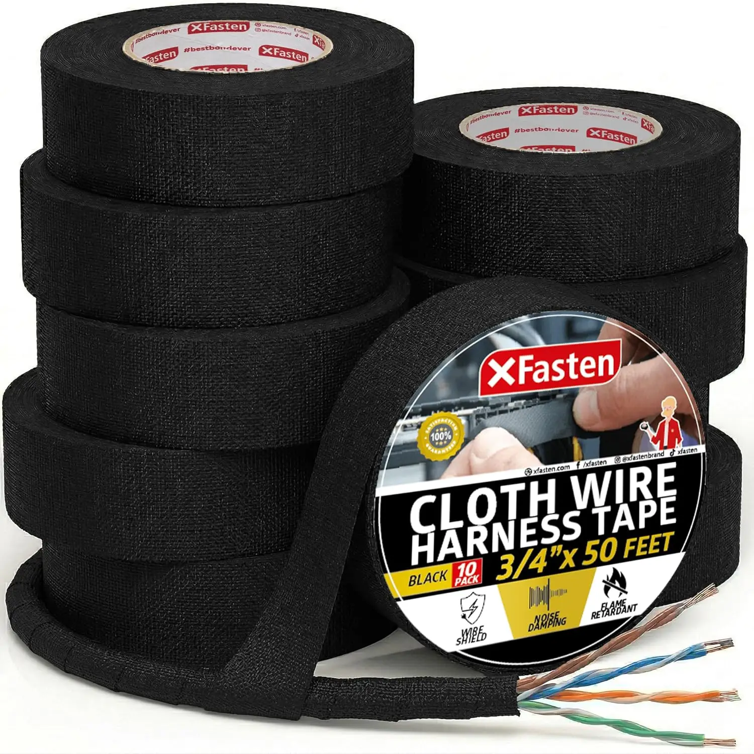 Wire Harness Tape, 3/4-Inch x 50 Feet (10-Pack), High Temp Self-Adhesive Cloth Tape for Automotive Engines, Noise Dampening and
Wire Harness Tape, 3/4-Inch x 50 Feet (10-Pack), High Temp Self-Adhesive Cloth Tape for Automotive Engines, Noise Dampening and