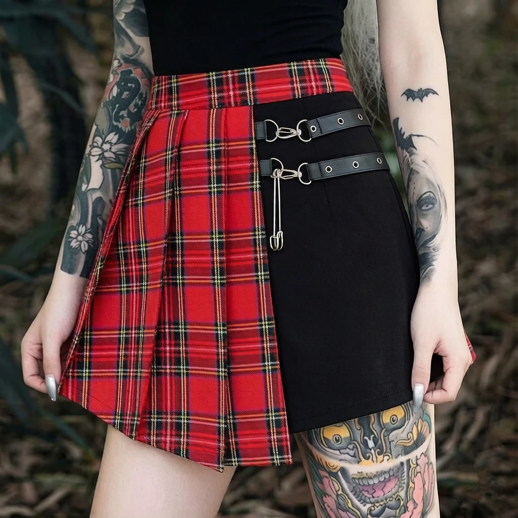 Женские готические асимметричные плиссированные мини-юбки в клетку с высокой талией в стиле панк-гот для лета
Женские готические асимметричные плиссированные мини-юбки в клетку с высокой талией в стиле панк-гот для лета