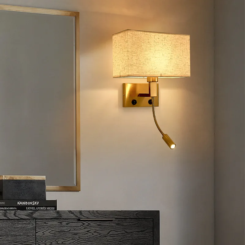 Hotel bed wall light Nordic bedroom LED reading light American indoor wall light with switch hose spotlights
Hotel bed wall light Nordic bedroom LED reading light American indoor wall light with switch hose spotlights