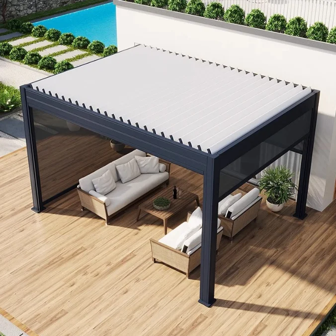 Modern Outdoor Aluminum Alloy PVC Anti-UV Motorized Remote Control Sunshade Pavilion New Chinese-Style Balcony Garden Leisure
Modern Outdoor Aluminum Alloy PVC Anti-UV Motorized Remote Control Sunshade Pavilion New Chinese-Style Balcony Garden Leisure
