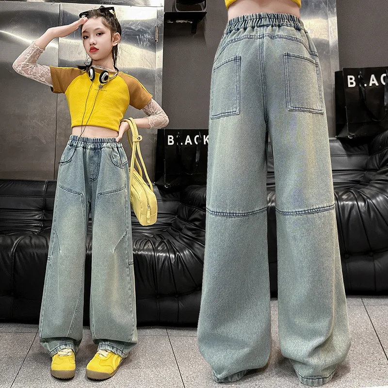 New Spring Child Fashion Patchwork Jeans For Girls Korean Style Straight Denim Pants Kids Teenager Retro Jeans Trousers 5-14T
New Spring Child Fashion Patchwork Jeans For Girls Korean Style Straight Denim Pants Kids Teenager Retro Jeans Trousers 5-14T