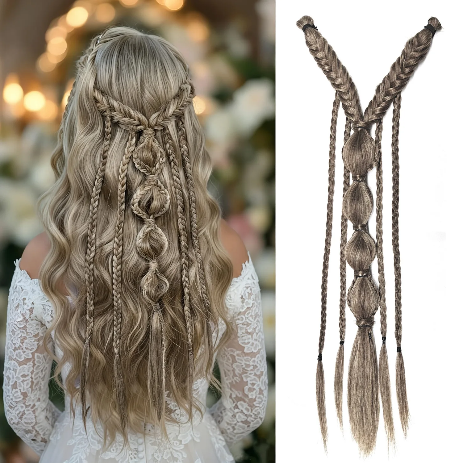 Boho Viking Bubble Braided Hair Extension Synthetic Hair Pieces Ombre Medieval Fairy Braids Clip For Women Handmade ponytail
Boho Viking Bubble Braided Hair Extension Synthetic Hair Pieces Ombre Medieval Fairy Braids Clip For Women Handmade ponytail