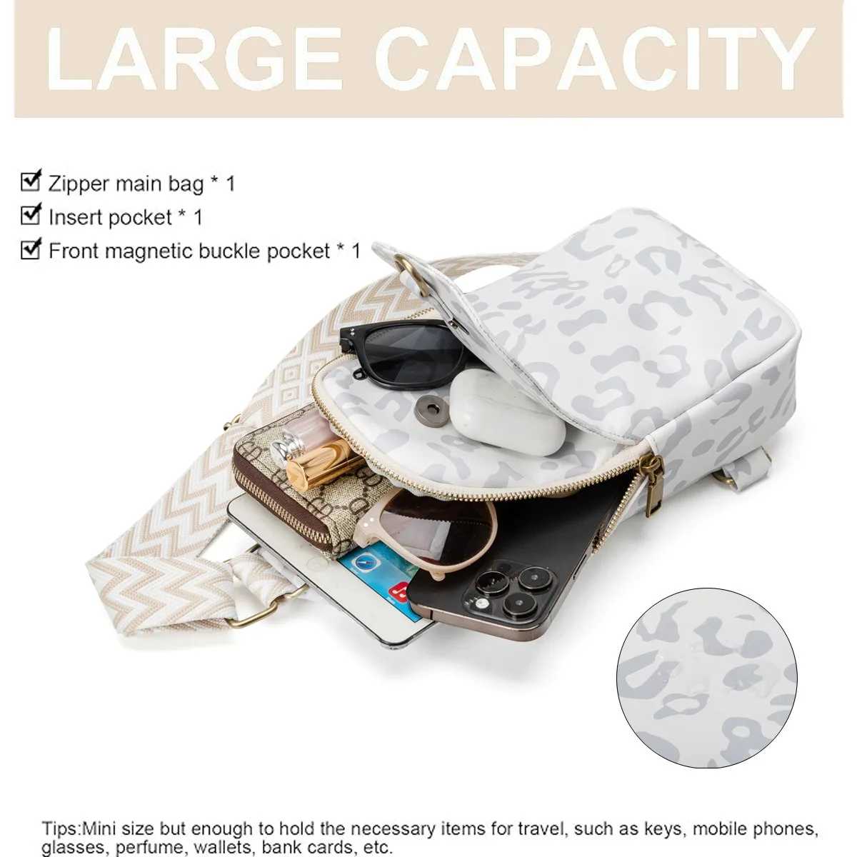 New PU leopard print bag, crossbody bag, women's chest bag, popular European and American retro print waist bag, shoulder bag
New PU leopard print bag, crossbody bag, women's chest bag, popular European and American retro print waist bag, shoulder bag