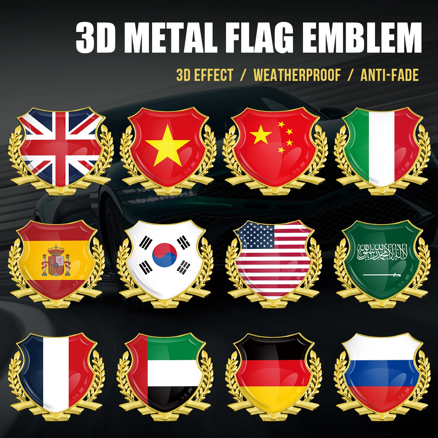 3D Epoxy Metal Flag Car Sticker Shield National Emblem Badge USA UK China Germany Spain Italy Korea Styling Decal Accessories
3D Epoxy Metal Flag Car Sticker Shield National Emblem Badge USA UK China Germany Spain Italy Korea Styling Decal Accessories