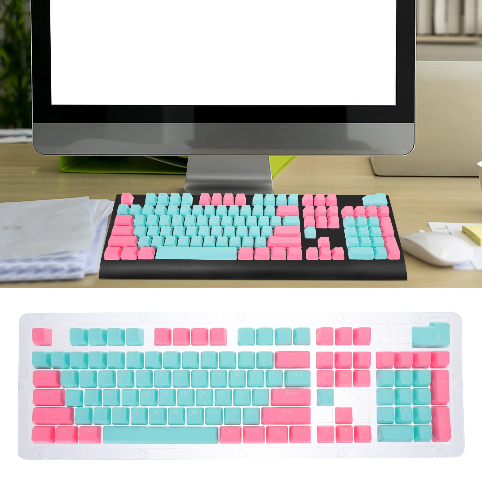 1 set Pbt Keyboard Caps Replacement Keycaps For Mechanical Keyboard High Durability Ergonomic Design Computer Key Caps