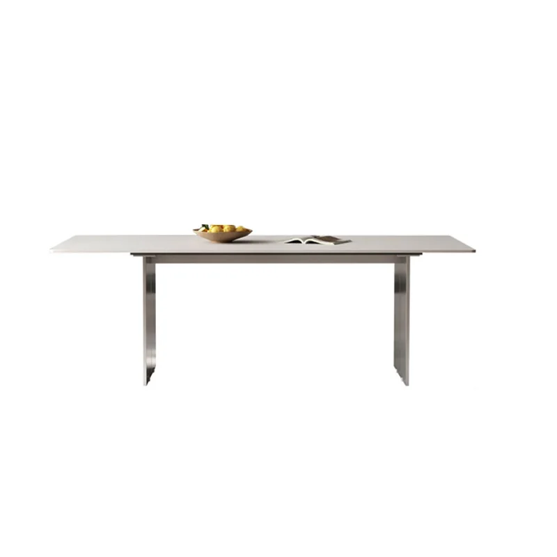 Minimalist Deli Feng rock slab dining table high-end solid stainless steel rectangular modern simple household small apartment
Minimalist Deli Feng rock slab dining table high-end solid stainless steel rectangular modern simple household small apartment