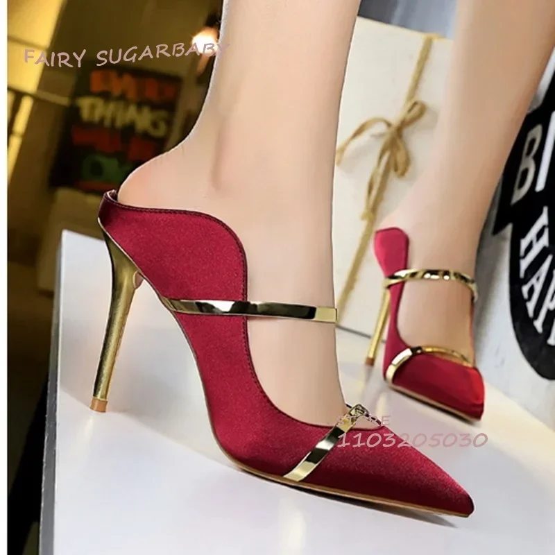 Black Velvet Gold Stiletto Slippers Women Pointed Toe Slingback Hollow Shell Wave Sandal Spring Versatile Girl Heels Office Lady
Black Velvet Gold Stiletto Slippers Women Pointed Toe Slingback Hollow Shell Wave Sandal Spring Versatile Girl Heels Office Lady
