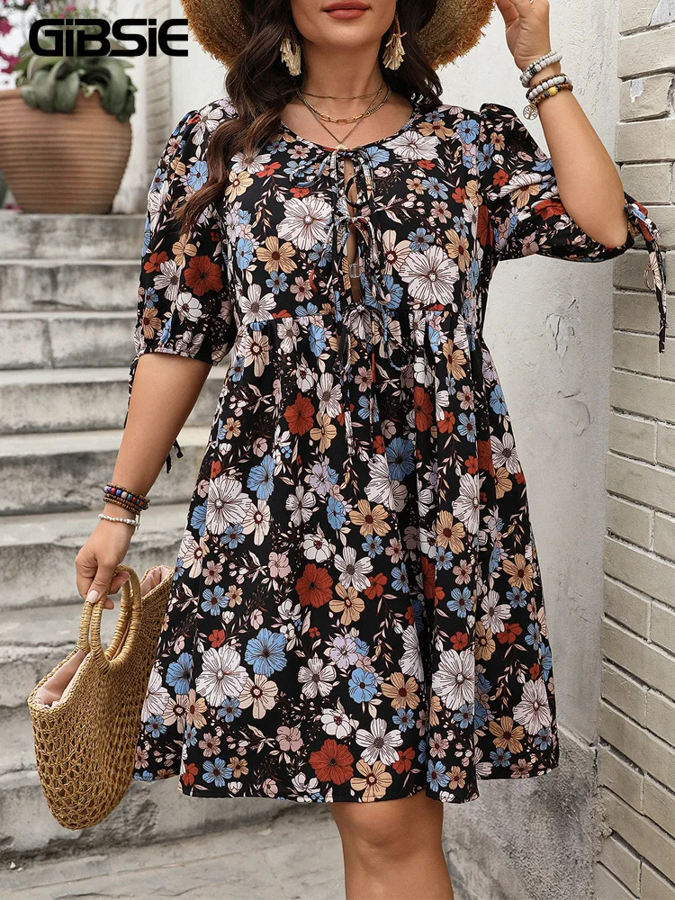 GIBSIE Plus Size Floral Print O-Neck Lace Up Short Dress Women Summer Puff Sleeve Casual Holiday Boho Loose Dresses 2025 Summer
GIBSIE Plus Size Floral Print O-Neck Lace Up Short Dress Women Summer Puff Sleeve Casual Holiday Boho Loose Dresses 2025 Summer