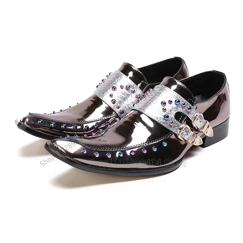 Colorful Rivets Buckle Decor Double Monk Men Shoes Fashion Slip On Men Shoes Luxury Handmade Party Feast Banquet Men Dress Shoes
Colorful Rivets Buckle Decor Double Monk Men Shoes Fashion Slip On Men Shoes Luxury Handmade Party Feast Banquet Men Dress Shoes