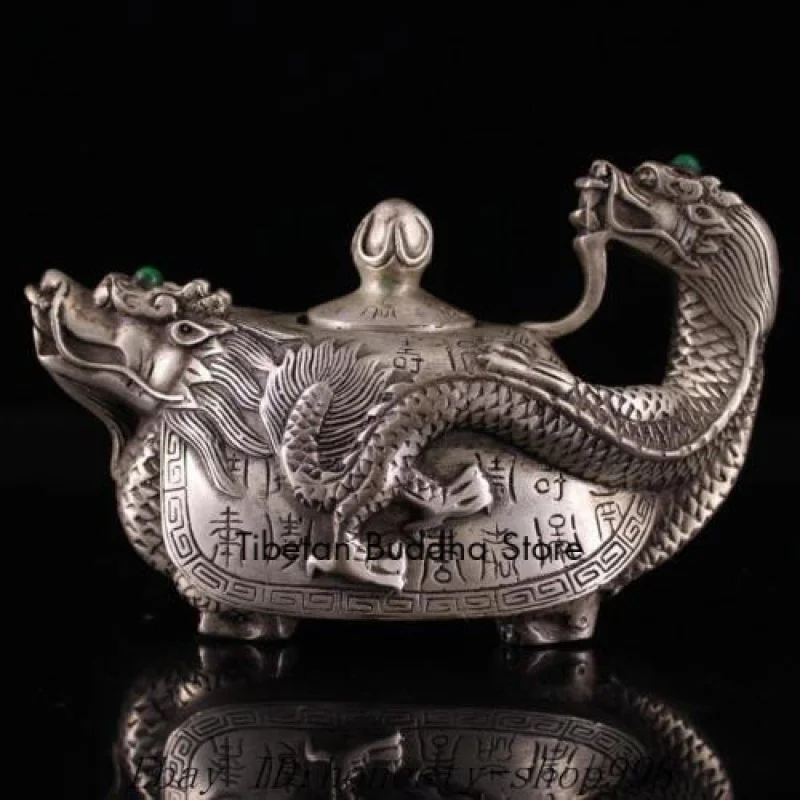 5.8"Marked China Tibetan silver gem Dragon turtle statue Teapot teaset tea maker
5.8"Marked China Tibetan silver gem Dragon turtle statue Teapot teaset tea maker