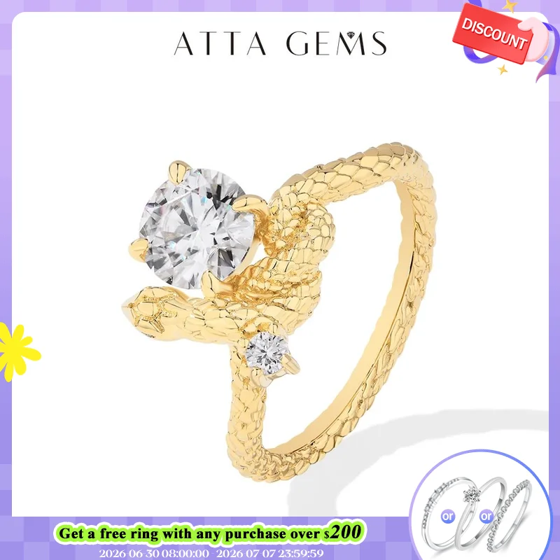 ATTAGEMS Original Snake Moissanite Rings Round Cut 1.2CT for Women Men S925 Silver 18K Gold Plated Engagement Party Jewelry Gift
ATTAGEMS Original Snake Moissanite Rings Round Cut 1.2CT for Women Men S925 Silver 18K Gold Plated Engagement Party Jewelry Gift