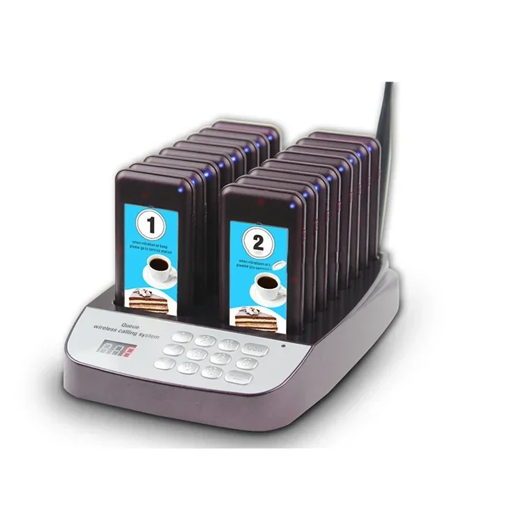 16-пейджеры Подставка для вызова Ресторан Система официанта Ресторан Клиент Вызов ожидания Зуммерная система
16-пейджеры Подставка для вызова Ресторан Система официанта Ресторан Клиент Вызов ожидания Зуммерная система