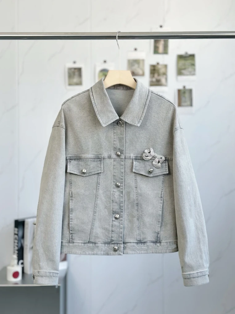 Faionable Casual ort Denim Jaet Women's Loose Fit Slimming Turn-down Collar Autumn New Sle Korean Simple Ele 
Faionable Casual ort Denim Jaet Women's Loose Fit Slimming Turn-down Collar Autumn New Sle Korean Simple Ele