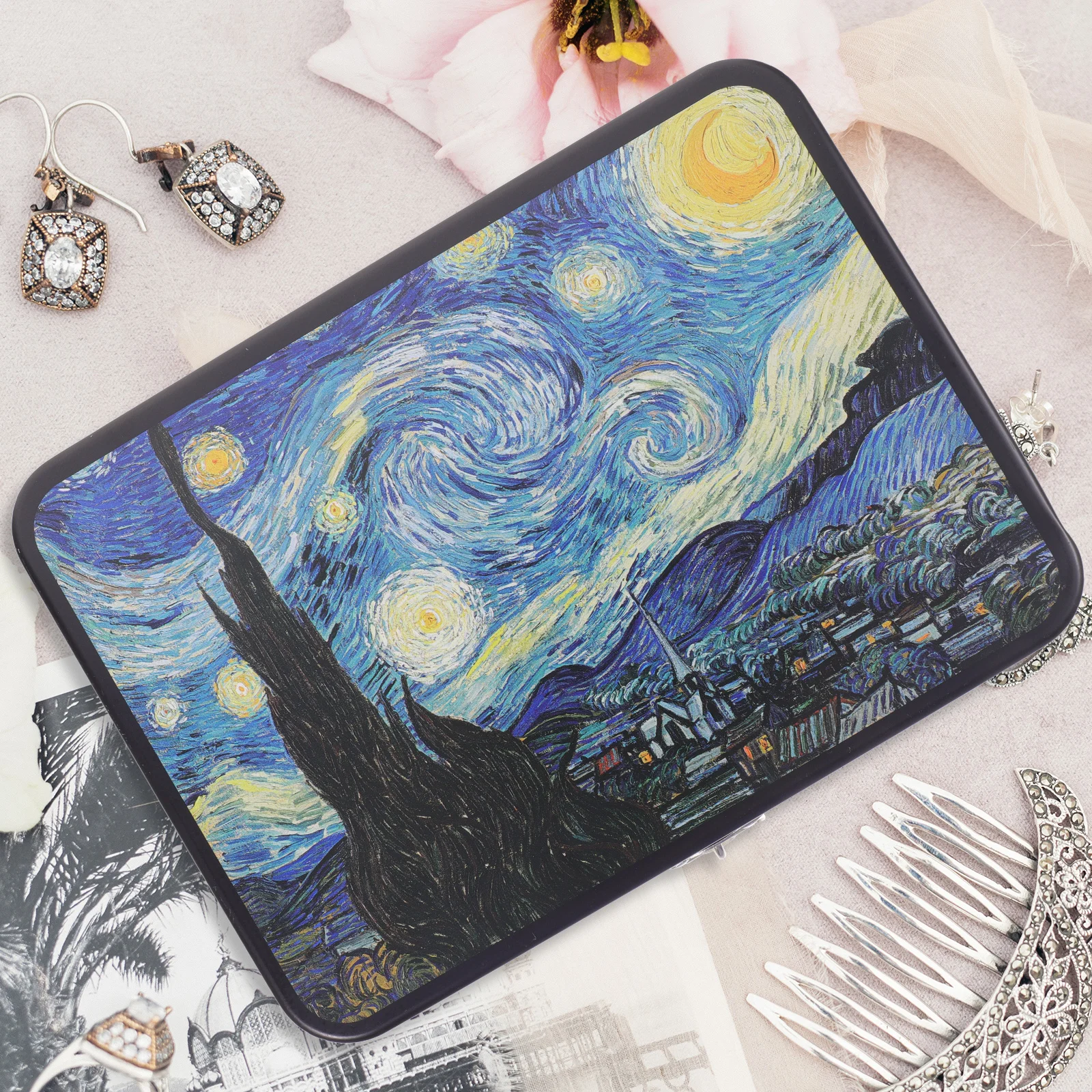 Vintage Tinplate Storage Box with Lock for Jewelry Gifts Small Things Star Moon Night Medium Size Keepsake Container Sturdy
Vintage Tinplate Storage Box with Lock for Jewelry Gifts Small Things Star Moon Night Medium Size Keepsake Container Sturdy