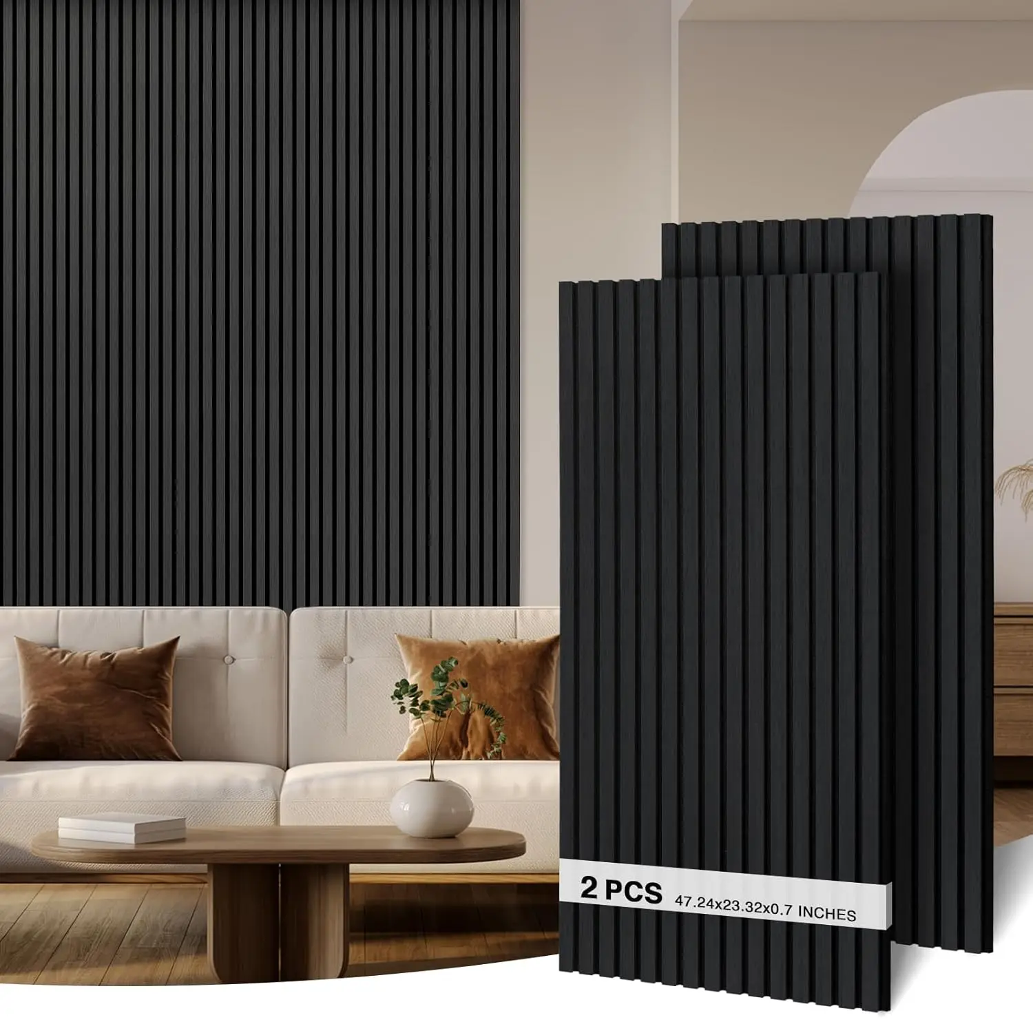 Acoustic Wood Slat Wall Panels for Soundproofing, 2-Pack 47.2"x23.6" Mirage Black, Sound Absorbing Panels for Home Theater and
Acoustic Wood Slat Wall Panels for Soundproofing, 2-Pack 47.2"x23.6" Mirage Black, Sound Absorbing Panels for Home Theater and
