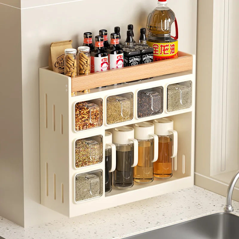 Solid Wood Spice Rack Organizer Cream Style Wall Mounted Storage Shelf Thicken Easy Clean Kitchen Pantry Cabinet Home Use
Solid Wood Spice Rack Organizer Cream Style Wall Mounted Storage Shelf Thicken Easy Clean Kitchen Pantry Cabinet Home Use