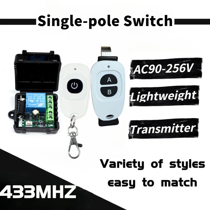 433MHz Wireless Remote Control AC110V 220V 10A 1 Channel Relay Receiver Transmitter Multifunction Receiver Module Garage Door