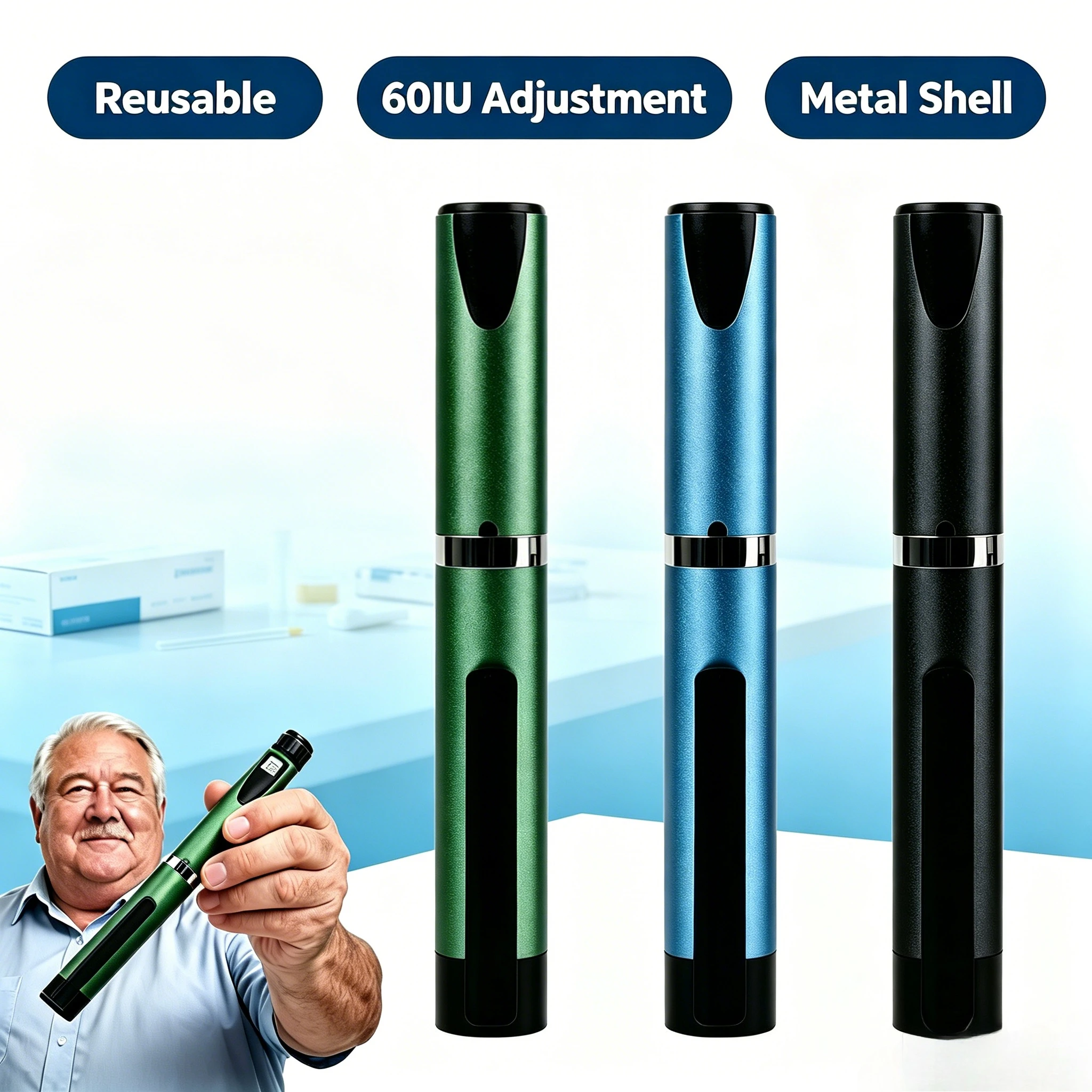 Reusable Metal Insulin Injection Pen Precise 60IU Dose Adjustment Clear Scale Diabetic Insulin Injector Accessories Peptide Pen
Reusable Metal Insulin Injection Pen Precise 60IU Dose Adjustment Clear Scale Diabetic Insulin Injector Accessories Peptide Pen