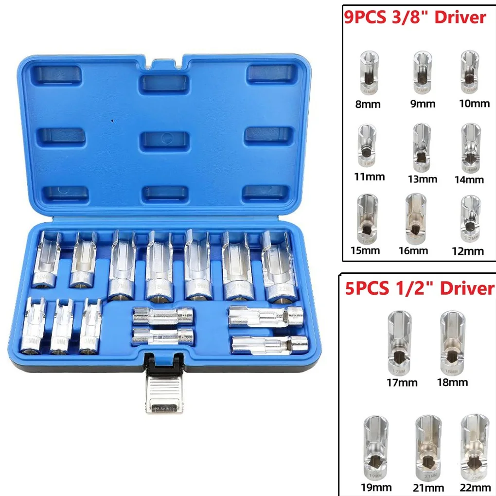 10-22mm Fuel Line Socket Wrench 3/8 1/2in Diesel Injector Fuel Line Socket Wrench Set Open Oil Pipe Disassembly Sleeve Hand Tool
10-22mm Fuel Line Socket Wrench 3/8 1/2in Diesel Injector Fuel Line Socket Wrench Set Open Oil Pipe Disassembly Sleeve Hand Tool