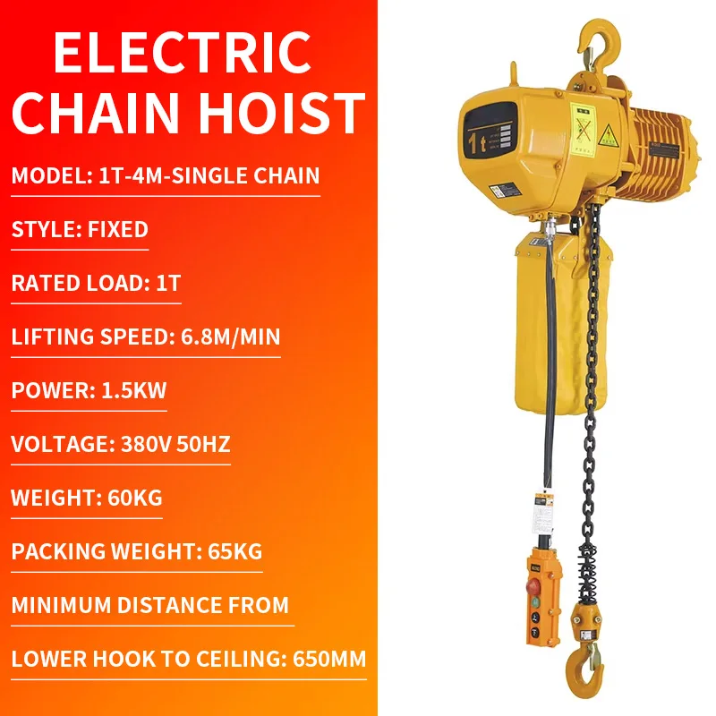 Electric Chain Hoist 1T/2T Single-Phase Overhead Crane Heavy-Duty Steel Wire Rope Wired Control Suitable For Garage(Customized)
Electric Chain Hoist 1T/2T Single-Phase Overhead Crane Heavy-Duty Steel Wire Rope Wired Control Suitable For Garage(Customized)
