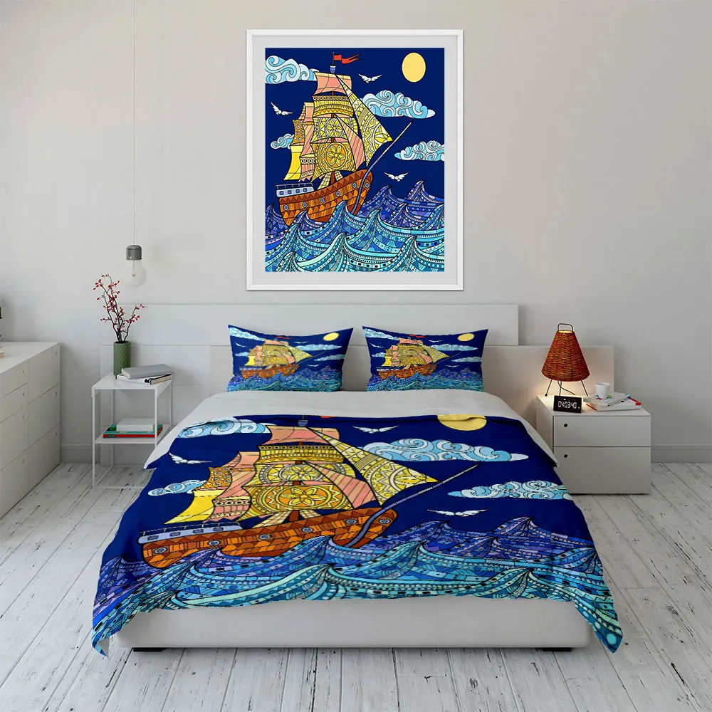 Colorful Sailboat Art Set Decor Bedding Set with 1 Duvet Cover 2 Pillowcases Single Double King Queen, Gift
Colorful Sailboat Art Set Decor Bedding Set with 1 Duvet Cover 2 Pillowcases Single Double King Queen, Gift