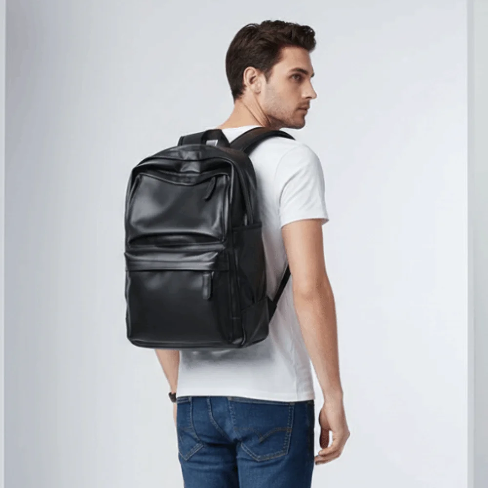 PVC Leather Backpack Men Water Resistant Hidden Zipper Pocket Laptop School Bag Laptop Compartment Padded Shoulder Strap
PVC Leather Backpack Men Water Resistant Hidden Zipper Pocket Laptop School Bag Laptop Compartment Padded Shoulder Strap
