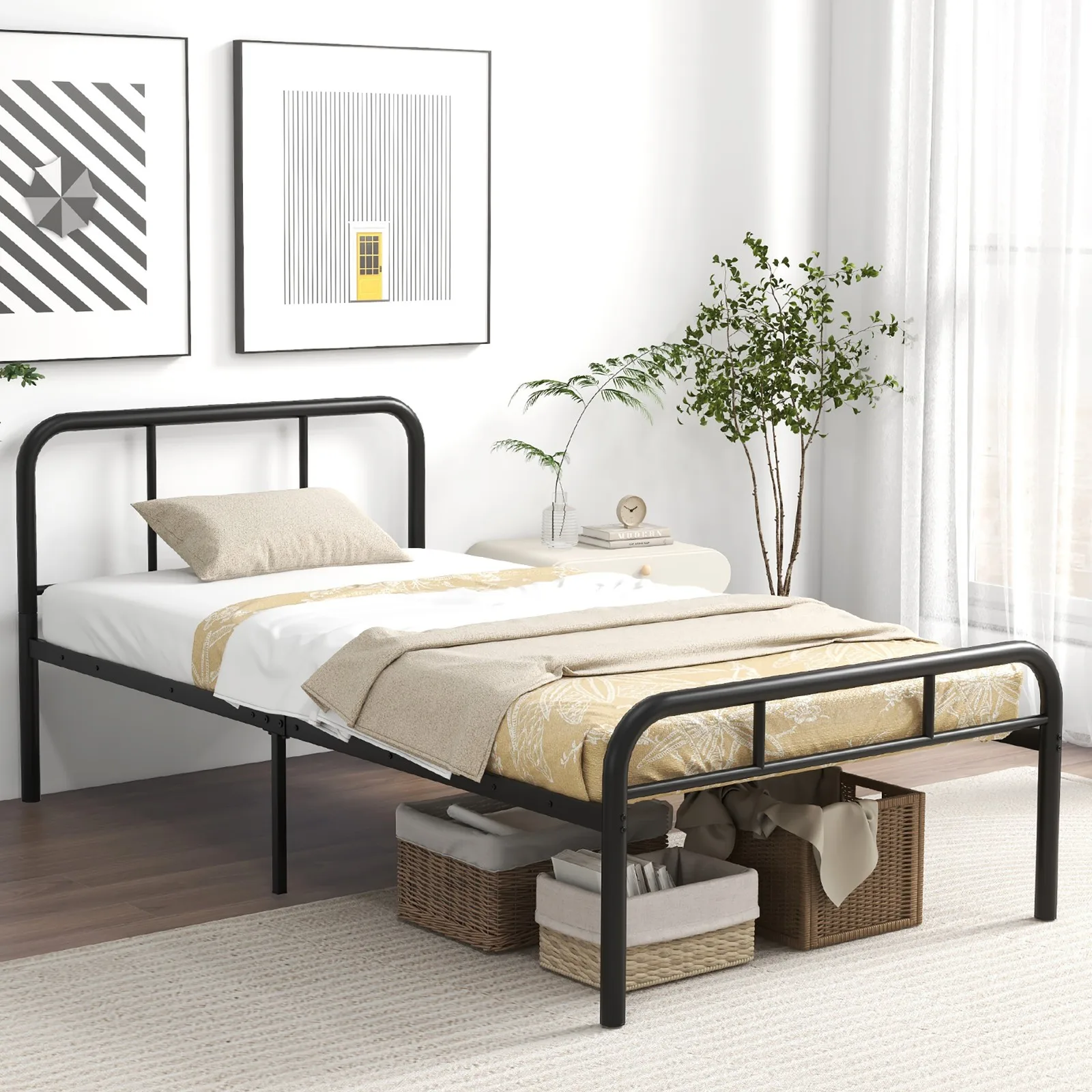 Twin Size Metal Bed Frame Heavy Duty Mattress Foundation Under Bed Storage
Twin Size Metal Bed Frame Heavy Duty Mattress Foundation Under Bed Storage