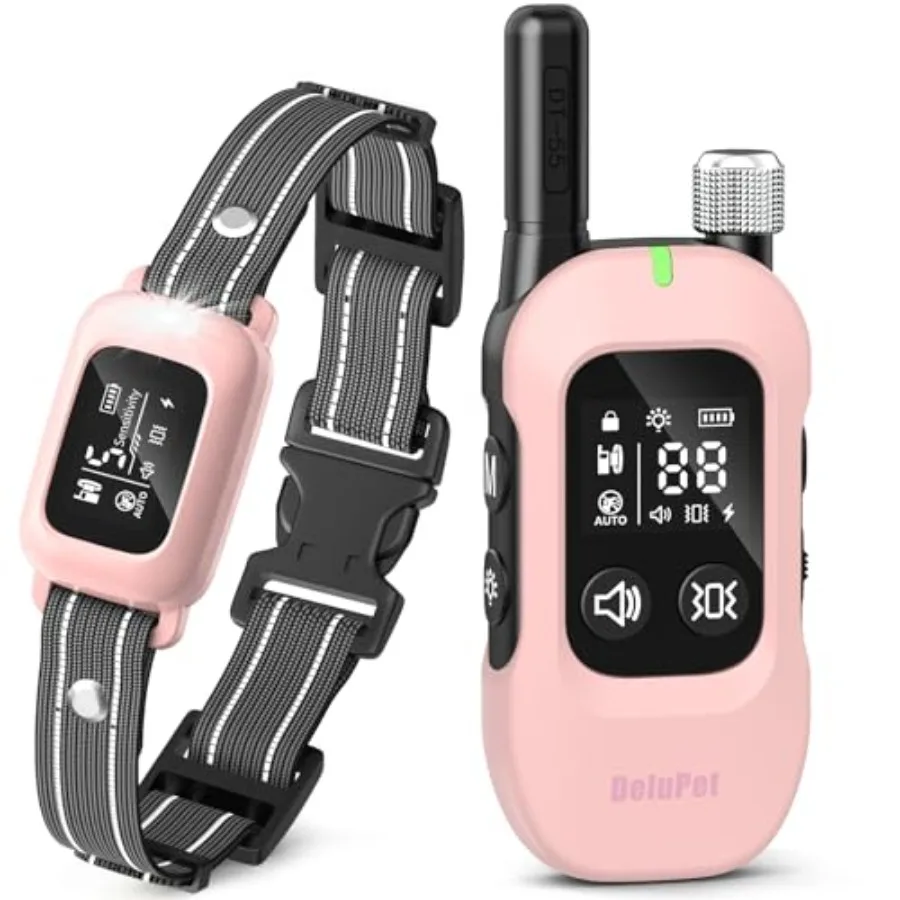 2-in-1 Dog Bark Training Collar for Outdoor Training Waterproof IPX8 Shock Collar with Remote, LED Light, Pink Color, Suitable
2-in-1 Dog Bark Training Collar for Outdoor Training Waterproof IPX8 Shock Collar with Remote, LED Light, Pink Color, Suitable