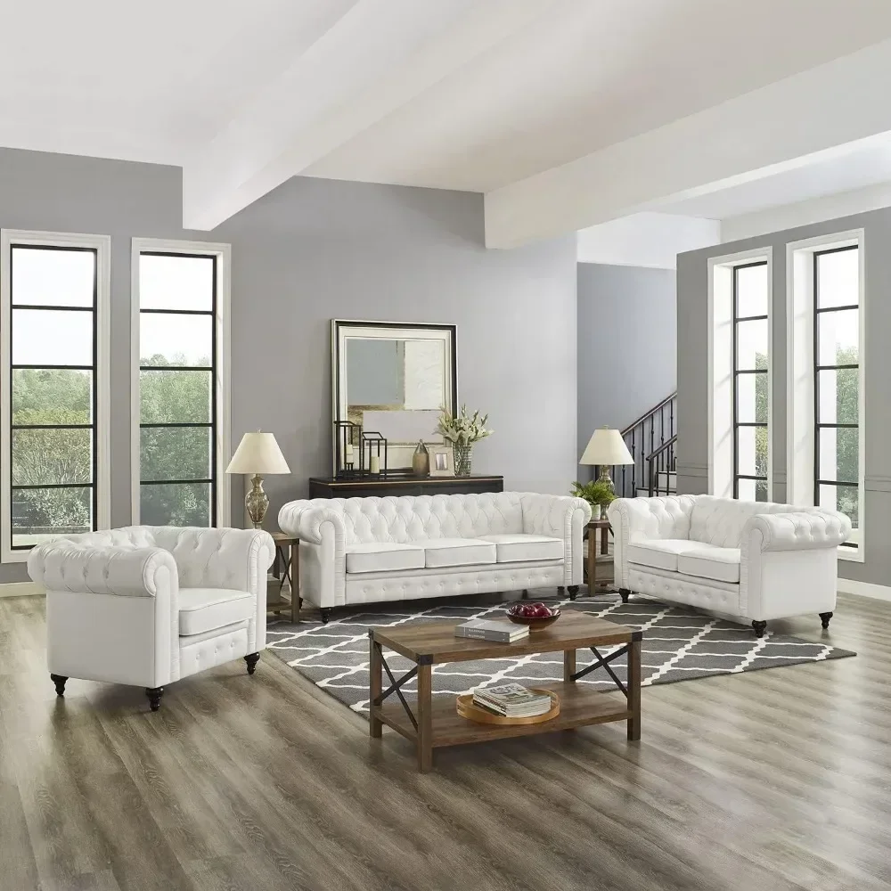 3 Piece Sofa Set Living Room Chair,Leather Couch Sofa Chair for Modern Tufted Leather Chair Leather Sofas for Living Room,White
3 Piece Sofa Set Living Room Chair,Leather Couch Sofa Chair for Modern Tufted Leather Chair Leather Sofas for Living Room,White
