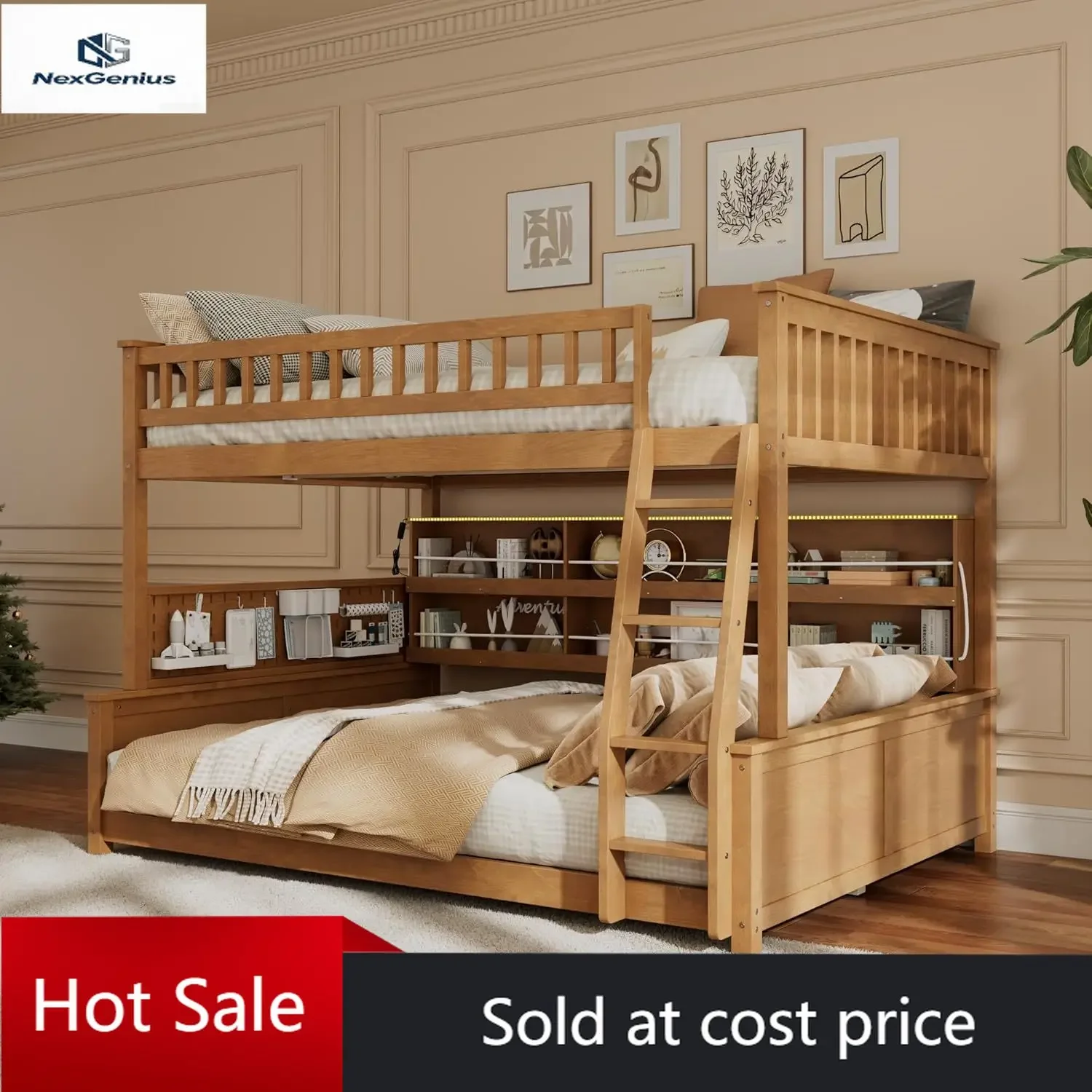 DNYN Full XL Over Queen Size Bunk Bed with Integrated Shelves and Pegboard for Kids/Teens Bedroom Dorm, Space-Saving 2 Beds in 1
DNYN Full XL Over Queen Size Bunk Bed with Integrated Shelves and Pegboard for Kids/Teens Bedroom Dorm, Space-Saving 2 Beds in 1