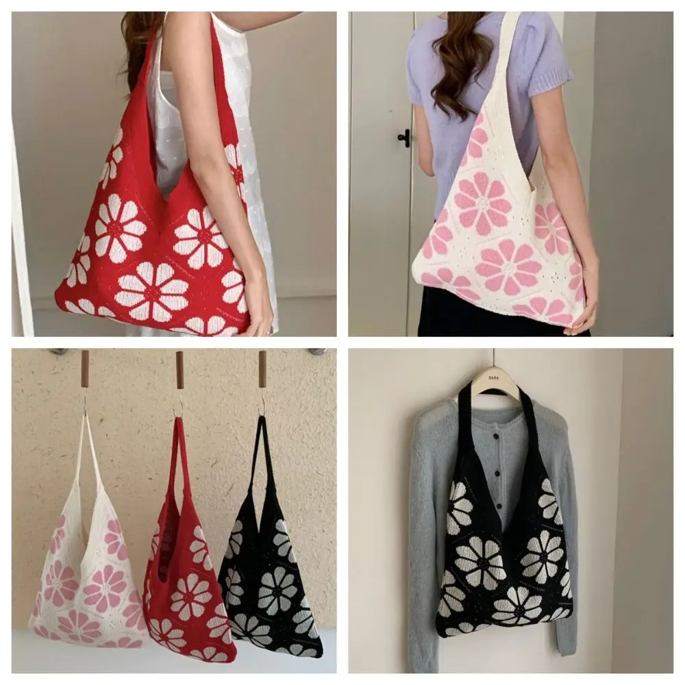 Fashion Ins Flower Knitted Tote Bag Korean style Large Capacity Woven Shoulder Bag Bohemian Flower Women Handbag Shopping
Fashion Ins Flower Knitted Tote Bag Korean style Large Capacity Woven Shoulder Bag Bohemian Flower Women Handbag Shopping