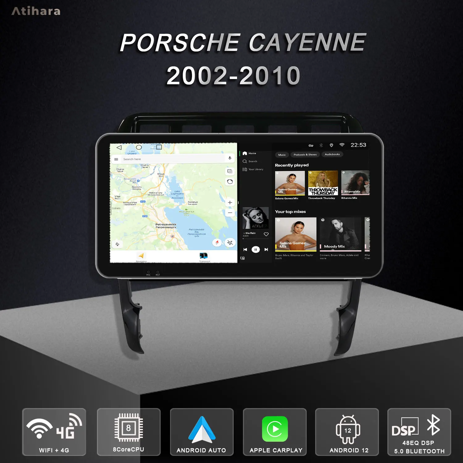 Atihara 10.33" Android Carplay Auto For Porsche Cayenne 2002-2010 Car Radio, WIFI+4G GPS Multimedia Video Player RDS DSP Stereo
Atihara 10.33" Android Carplay Auto For Porsche Cayenne 2002-2010 Car Radio, WIFI+4G GPS Multimedia Video Player RDS DSP Stereo