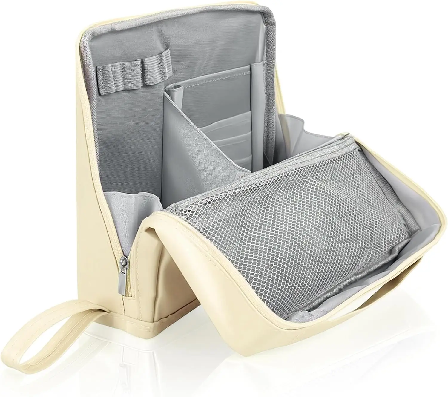 Standing Waterproof Makeup Bag, Foldable Travel Cosmetic Organizer with Multiple Compartments & Brush Slot, Beige Portable Toiletry Bag for Women
Standing Waterproof Makeup Bag, Foldable Travel Cosmetic Organizer with Multiple Compartments & Brush Slot, Beige Portable Toiletry Bag for Women