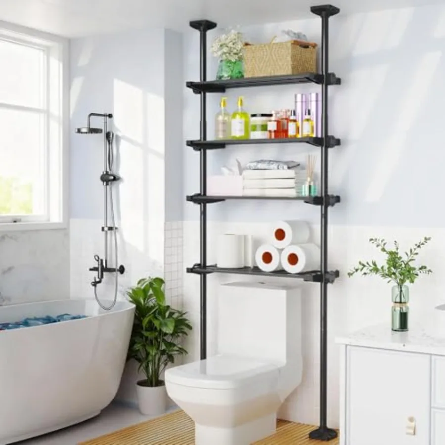 Over The Toilet Storage Shelf 4-Tier Adjustable Bathroom Organizer Tension-Mounted Space-Saving Rack for Small Rooms Black Meta
Over The Toilet Storage Shelf 4-Tier Adjustable Bathroom Organizer Tension-Mounted Space-Saving Rack for Small Rooms Black Meta