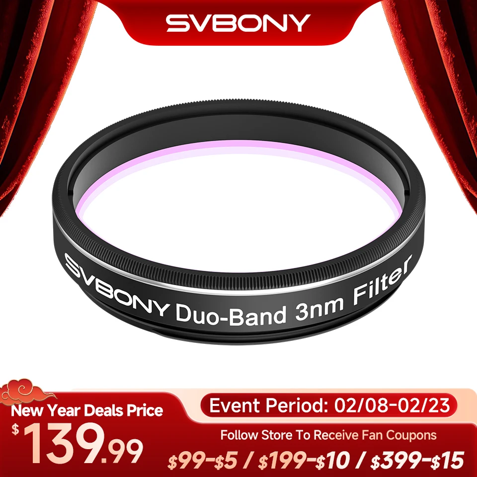 Фильтр для телескопа Svbony SV220, H-Alpha и OIII, двухдиапазонный фильтр туманности 3 нм 1,25 дюйма/2 дюйма для астрофотографии
Фильтр для телескопа Svbony SV220, H-Alpha и OIII, двухдиапазонный фильтр туманности 3 нм 1,25 дюйма/2 дюйма для астрофотографии